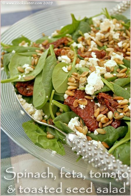 Spinach, feta, sun-dried tomato and toasted seed salad