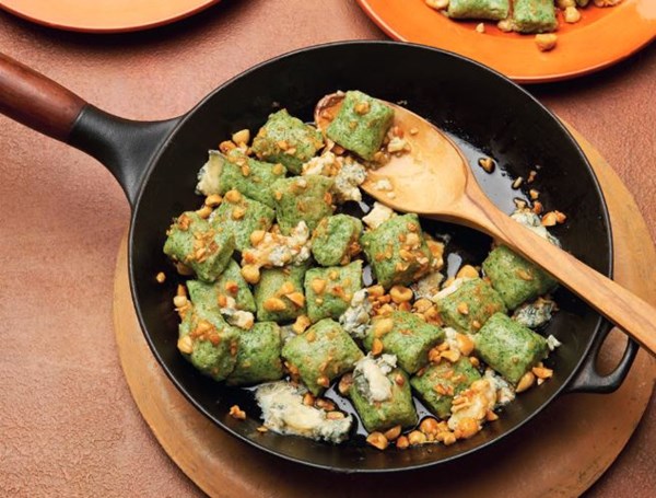 Spinach gnocchi with hazelnut butter & Gorgonzola