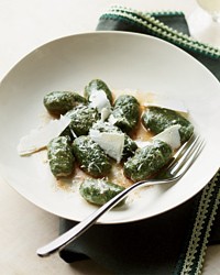 Spinach gnocchi with shaved ricotta salata