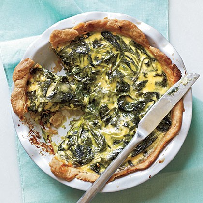 Spinach, green onion, and smoked Gouda quiche