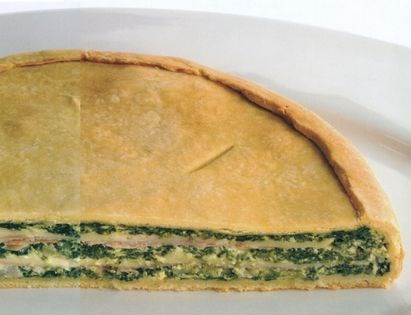 Spinach, ham, and cheese pie from Milan (Pizza rustica alla Milanese)