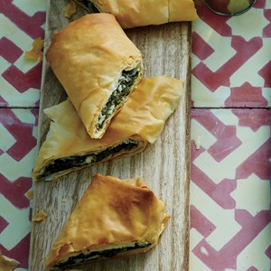 Spinach, herb, and cheese phyllo rolls