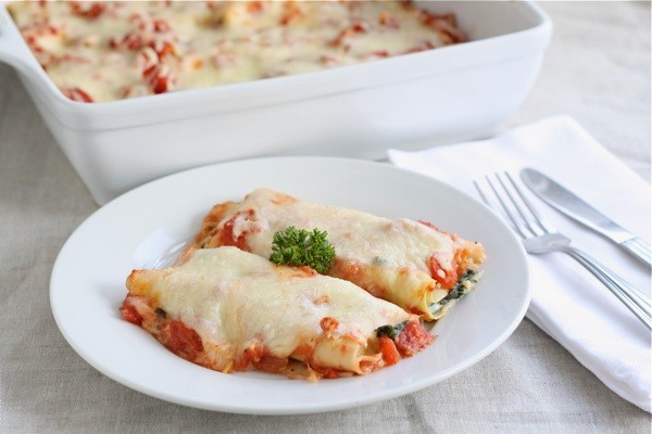 Spinach mushroom cannelloni