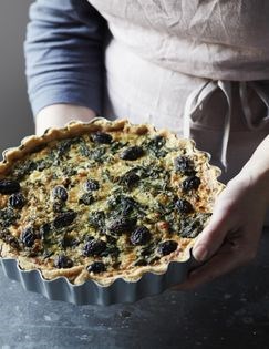 Spinach, olive and feta tart