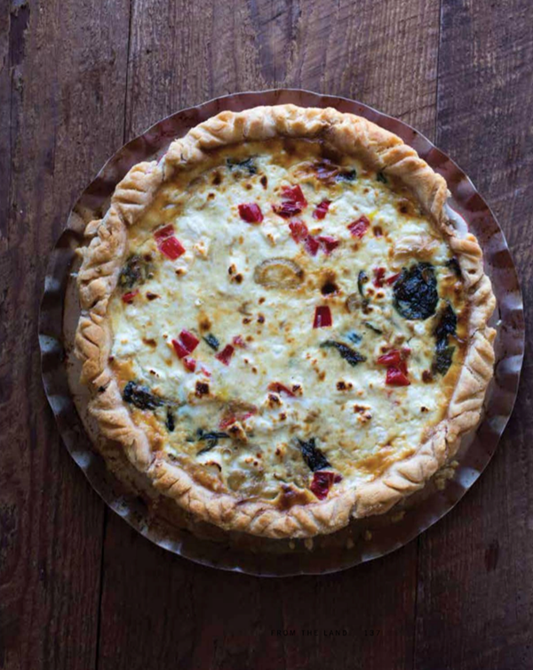Spinach, onion, and cheese tart