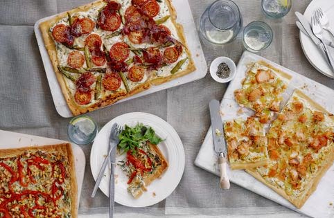 Spinach, pepper and pine nut tart