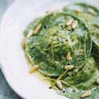 Spinach ravioli with artichoke stuffing