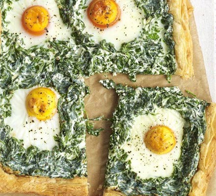 Spinach, ricotta and onion tart