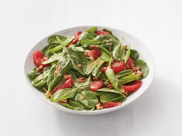 Spinach salad with broiled grapefruit