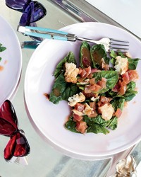 Spinach salad with garlic-cider vinaigrette