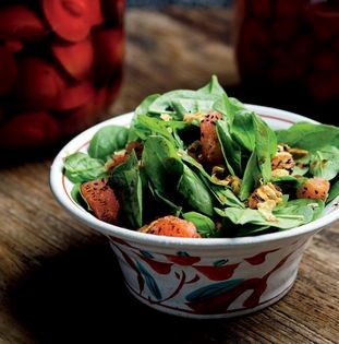Spinach salad with maple soy dressing