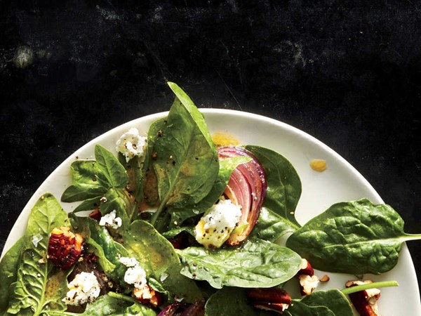 Spinach salad with smoked pecan vinaigrette