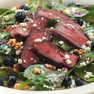 Spinach salad with steak & blueberries