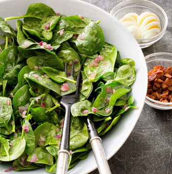 Spinach salad with warm bacon dressing