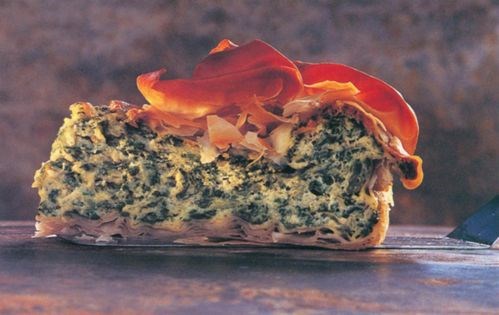 Spinach soufflé filo tart