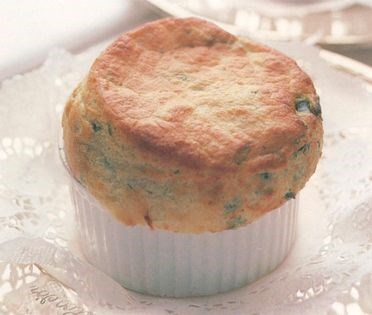Spinach souffle with anchovy sauce