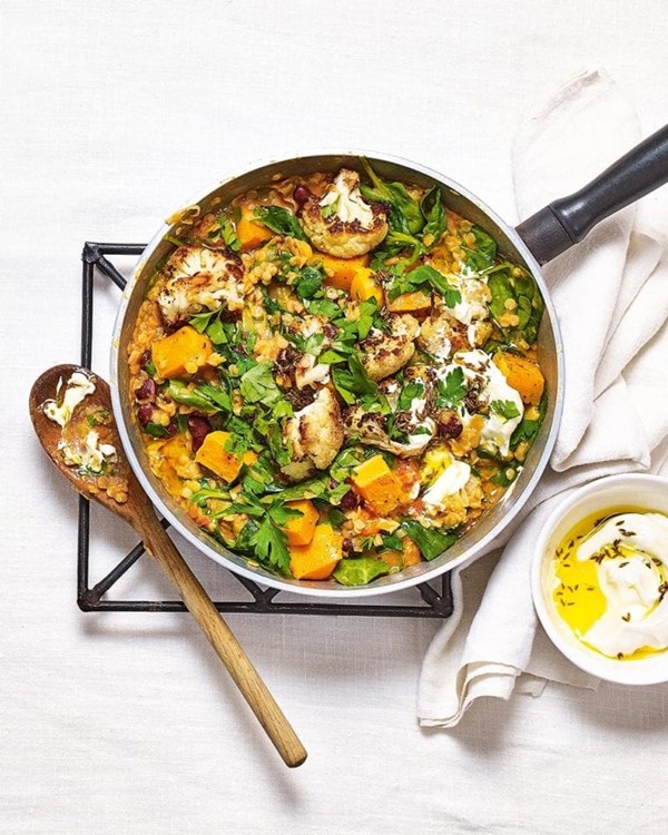 Spinach, squash and cauliflower dhal 