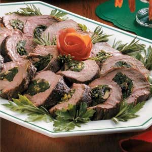 Spinach-stuffed beef tenderloin