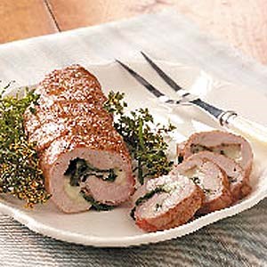 Spinach-stuffed pork tenderloin