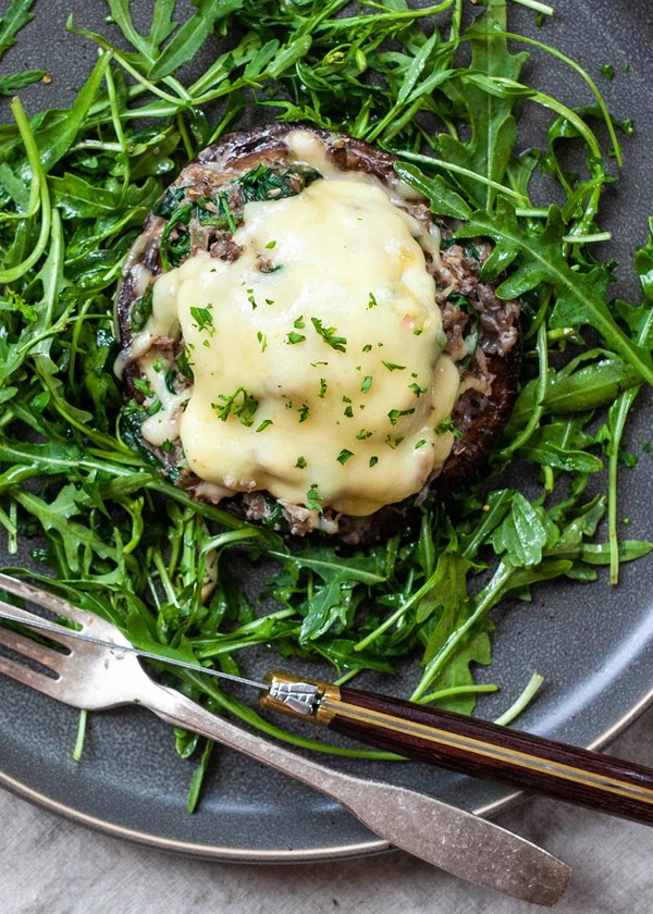 Spinach-stuffed portobello mushrooms