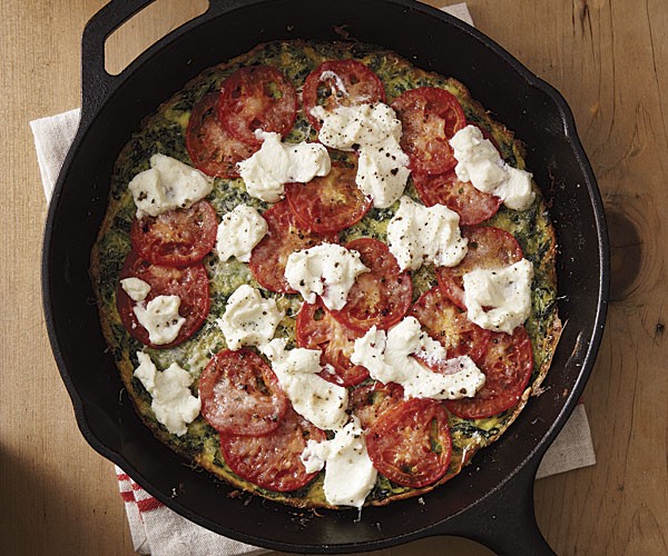 Spinach, tomato, and ricotta frittata