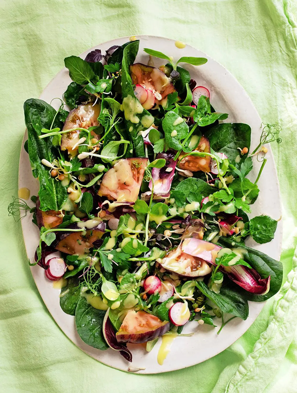 Spinach, tomato and watercress [salad]