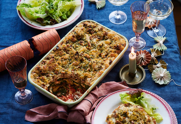 Spinach, walnut and tomato lasagne