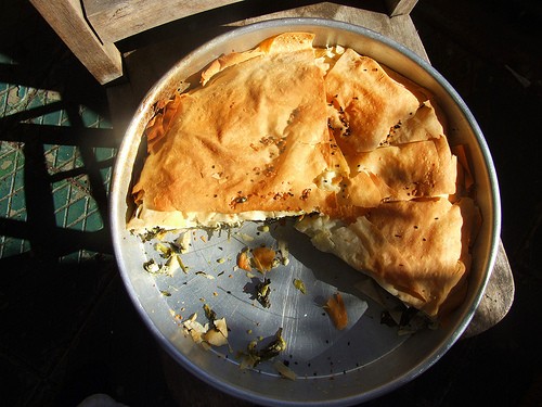 Spinach, wild garlic and feta pie