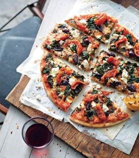 Spinach with feta, olives, and sun-dried tomatoes