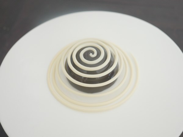Spiral chocolate caramel domes