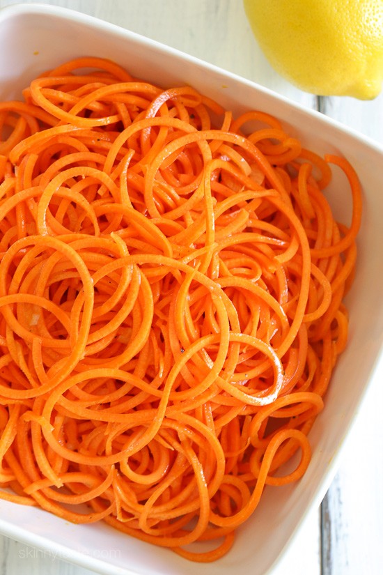 Spiralized carrot salad with lemon and Dijon