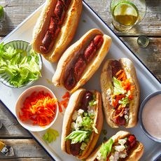 Spiralized firecracker hot dogs