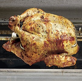 Spit-roasted chicken with tarragon butter