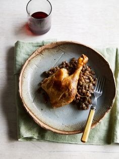 Spit-roasted duck with lentils (Anatra con lenticchie)