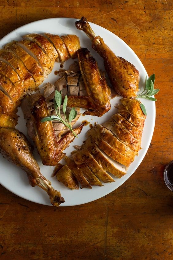Splayed turkey with herbs