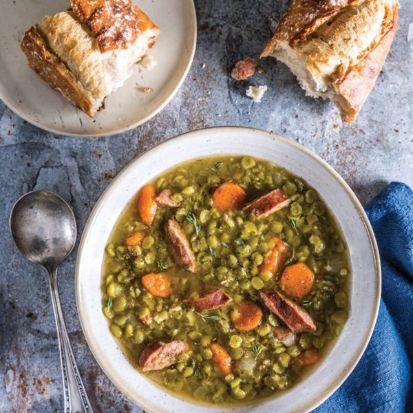 Split pea and andouille soup
