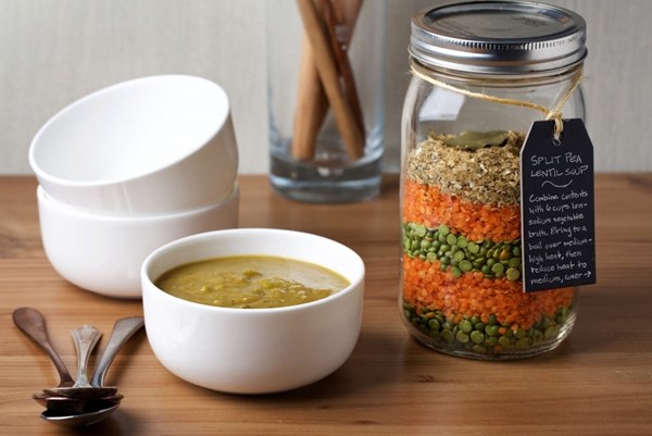 Split pea lentil soup in a jar