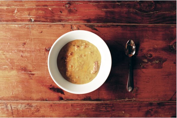 Split pea soup with Benton's bacon