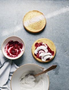 Sponge cake with jam and cream