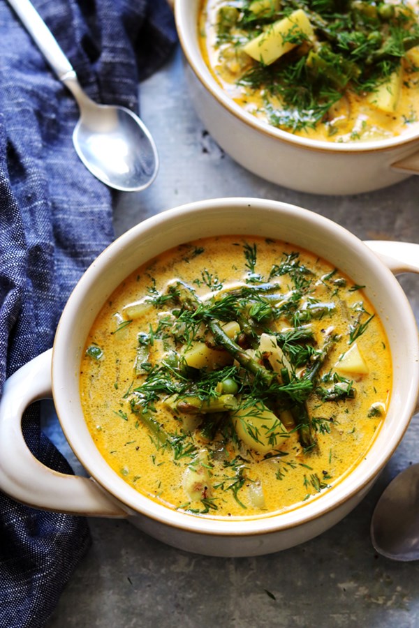 Spring asparagus and potato chowder