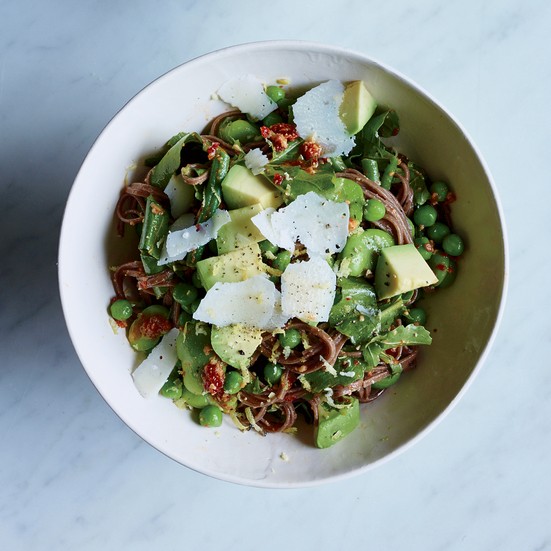 Spring buckwheat noodle salad