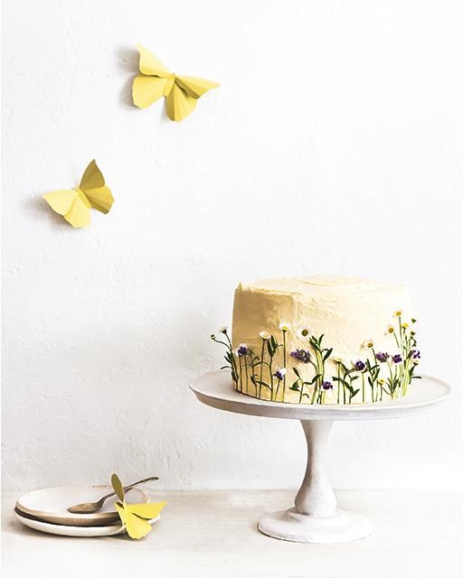 Spring butter cake with whipped vanilla buttercream