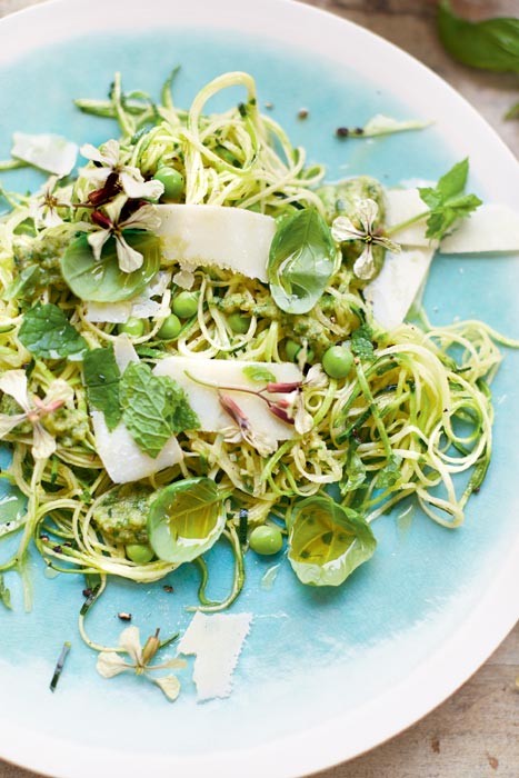 Spring courgette with rocket flowers