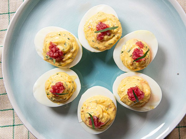 Spring deviled eggs