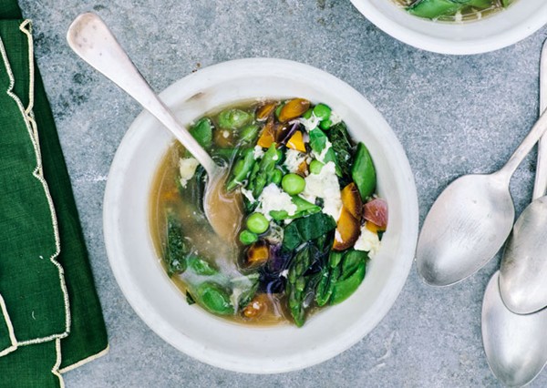 Spring egg-drop soup