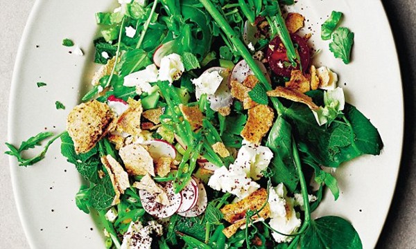 Spring fattoush salad