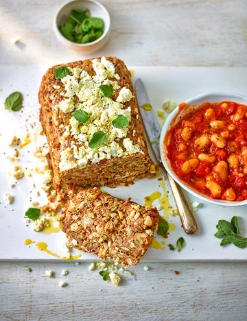 Spring feta, pine nut and herb nut roast