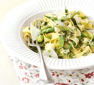 Spring green tagliatelle with lemon & chive sauce