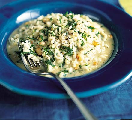 Spring greens & blue cheese risotto