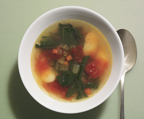 Spring greens and lima bean soup
